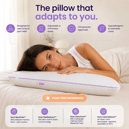 Vista 20 de Ajustar - Almohada de espuma viscoelástica ajustable - Gel refrescante, altura y firmeza personalizables de 3 capas, soporte ergonómico