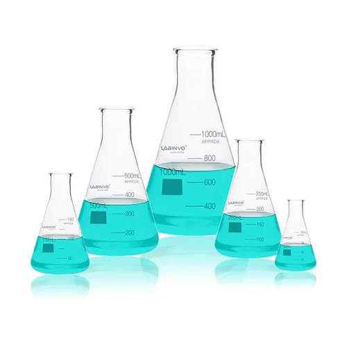 Vista 8 de Frasco Erlenmeyer de vidrio de 33.8 fl oz, frasco cónico graduado de boca estrecha con punto de marcado, juego de 3 frasco de vidrio de borosilicato
