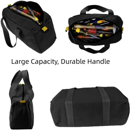 Vista 4 de Bolsa de herramientas de boca ancha de 12 pulgadas, bolsa de herramientas de lona, bolsa de almacenamiento de herramientas resistente, bolsa