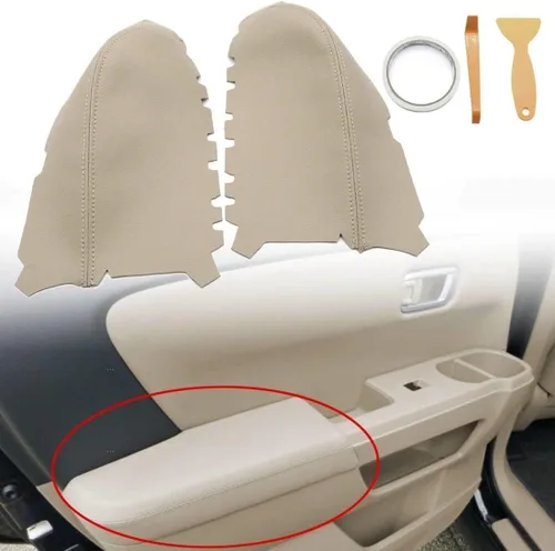 Vista 3 de GXARTS Un par de fundas de cuero de microfibra para reposabrazos de puerta trasera compatible con Honda Pilot 2009 2010 2011 2012 2013 2014 2015