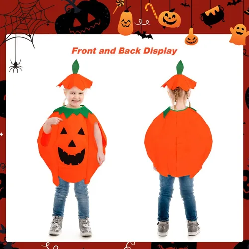 Vista 6 de MAGICLULU 1 juego de calabaza de Halloween, ropa de cosplay, farol, cara de disfraz para fiesta de Halloween