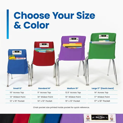 Vista 6 de Seat Sack 30112 bolsillo de almacenamiento, estándar, grado Pre K – 12 pulgadas, pequeño, color negro