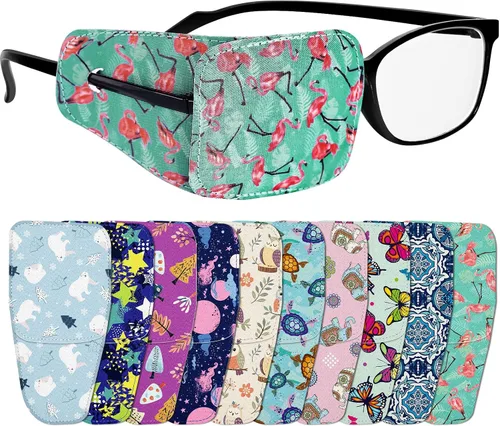 Vista 8 de Sosation 10 piezas de parches oculares para ojo izquierdo o derecho de adultos, parche para gafas, estilos mixtos (estilo surtido)