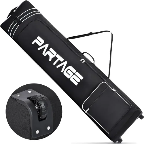Vista 8 de Partage Bolsa de snowboard con ruedas, bolsa de snowboard para viajes aéreos, longitud ajustable hasta 66.9 in, Oxford resistente al agua 600D