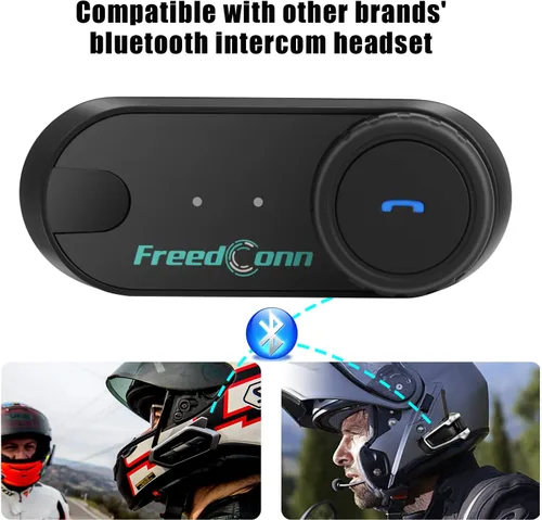 Vista 7 de FreedConn Auriculares Bluetooth para motocicleta TCOM VB - Altavoces para casco de motocicleta, 3 riders Paring 800M 2 Riders Talking Helmet