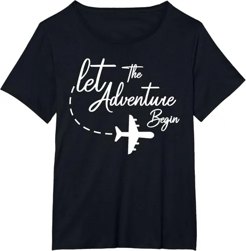 Vista 72 de Let The Adventure Begin - Camiseta inspiradora en modo de viaje en avión, Negro, S