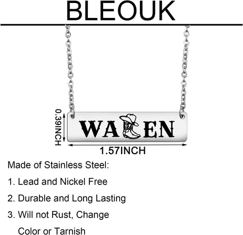 Vista 2 de OKEYCH Collar inspirado en la música country, regalo para mujeres occidentales, regalo para amantes de la música country (collar MW)