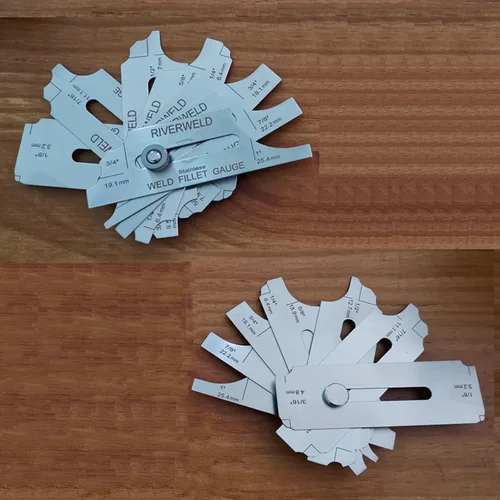 Vista 2 de RIVERWELD Juego de 7 piezas de calibre para soldadura de filete, calibre de profundidad, calibre de soldadura de inspección y prueba ulnar, métrico