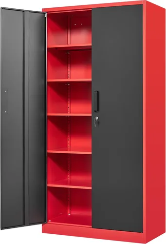 Vista 10 de Fesbos Armario de almacenamiento de metal, archivadores de acero de 36 pulgadas de alto con puertas con cerradura y estantes ajustables, gabinete