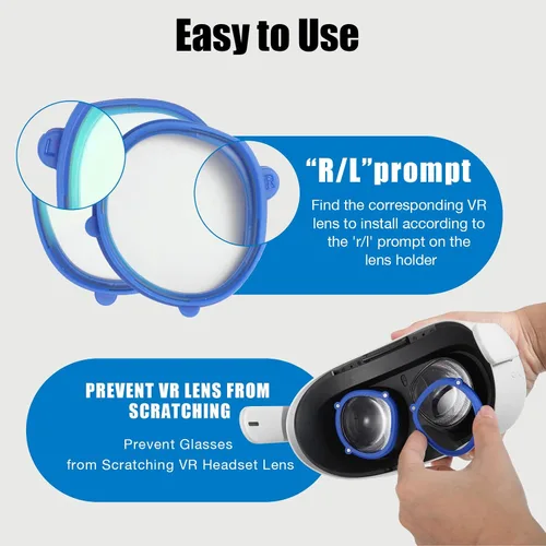 Vista 7 de OOAVR Anti-Blue Light Glasses for Oculus Quest 2Accessories with Magnetic Alloy Frame and Blue Light-Blocking LensesSupport The Replacement of