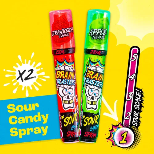 Vista 4 de Brain Blasterz Paquete variado de caramelos súper ácidos MEGA, caja de caramelos ácidos con 22 piezas, caramelos navideños, paquete variado