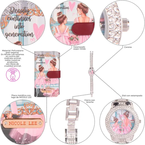 Vista 2 de Nicole Lee Juego de regalo de 2 piezas de accesorios para teléfono (cartera cruzada, reloj de moda de diamantes)