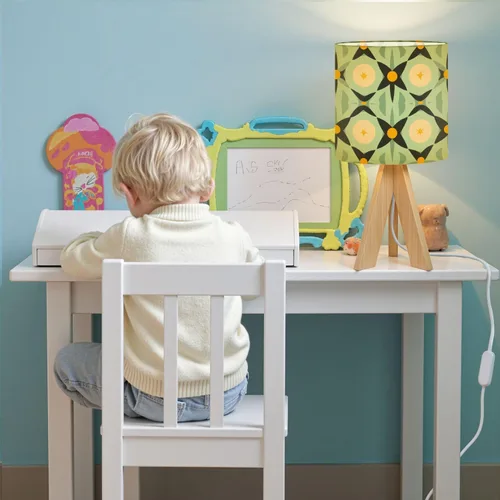 Vista 7 de Lámpara de mesa con trípode, moderna de mediados de siglo, vintage, de los años 50, retro, atómica, geométrica, celosía, estrella, lámpara de mesita
