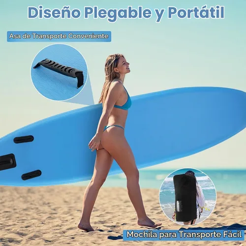 Vista 6 de GYMAX Tabla de remo, tabla de remo inflable con accesorios de SUP, aleta extraíble, paleta, bomba, correa y bolsa de transporte, tablas de remo