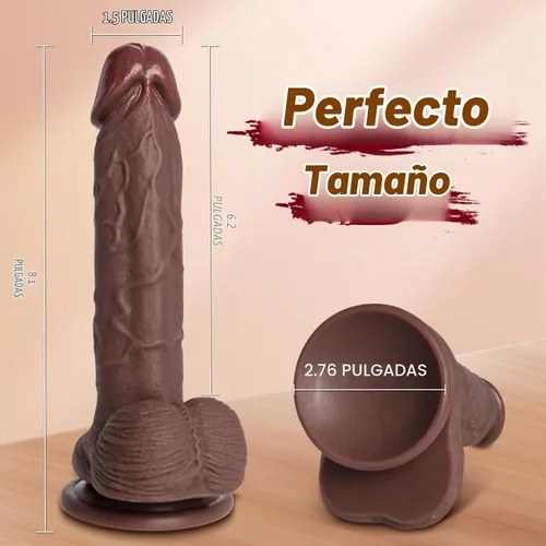 Vista 7 de Consolador realista ideal para principiantes, diseño de silicona con potente ventosa para placer anal y punto G sin manos, juguete anal