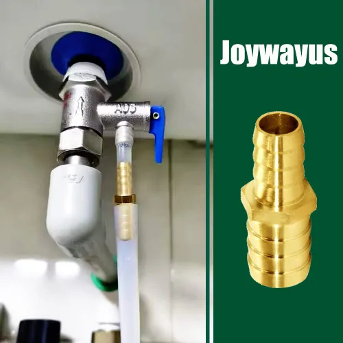 Vista 3 de Joywayus Reductor de púas de manguera de 1/2 "a 3/4" empalme reductor de ajuste de púas, unión hexagonal de latón para agua/combustible/aire