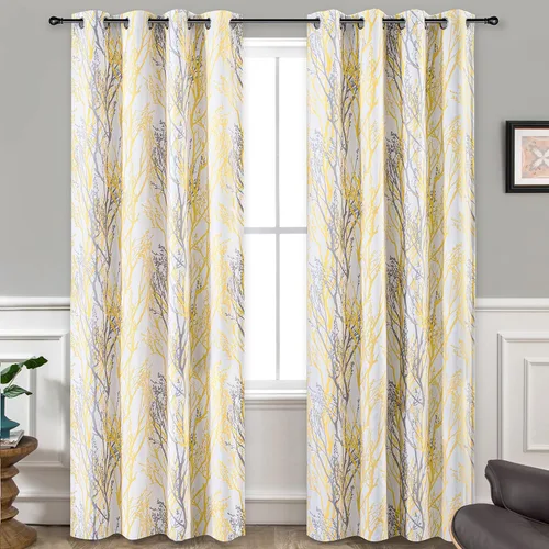 Vista 27 de DriftAway Cortinas opacas con diseño de ramas de árbol, doble capa, 84 pulgadas de largo, para dormitorio, estampado clásico, aislamiento térmico