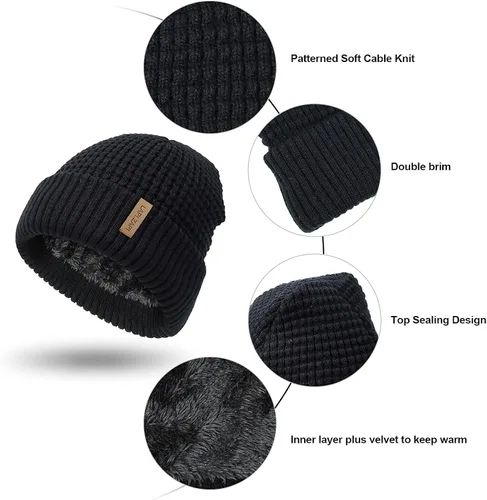 Vista 5 de LAPIZAPI Gorro de invierno para hombre con forro polar gorro deportivo para mujer al aire libre