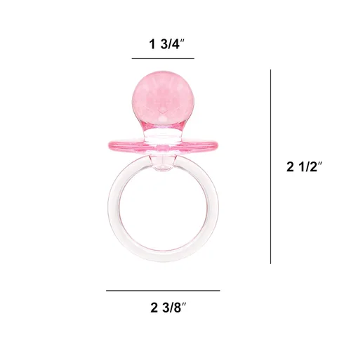 Vista 2 de 2-1/2" transparente rosa acrílico bebé chupete ducha favor 36 piezas