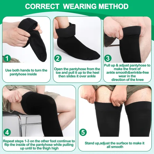 Vista 6 de Supervitae 2 pares de calcetines de compresión de 30-40 mmHg para hombres y mujeres, calcetines de compresión extra firmes con punta cerrada