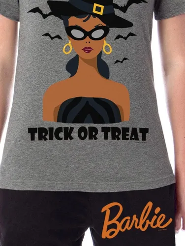 Vista 4 de INTIMO Mattel Barbie - Conjunto de pijama de Halloween para mujer, diseño de bruja, Multi colorido
