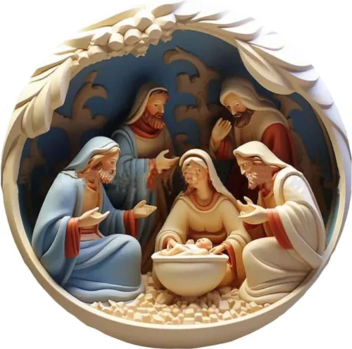 Vista 2 de 5PCS Christmas Ornaments Nativity Scene Ornament, Nativity Scene Hanging Ornament, Christmas Nativity Set Religious Christmas Supplies for Wreaths