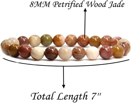 Vista 72 de Amandastone Pulsera elástica de cuentas redondas de 0.315 in con piedras preciosas naturales de 7 pulgadas