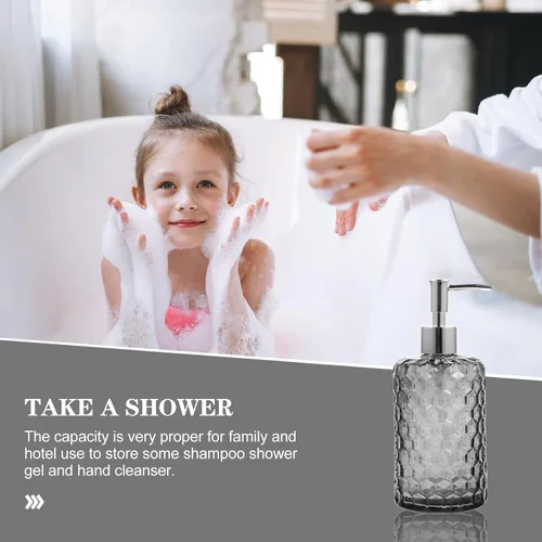 Vista 5 de VICASKY Glass Pump Bottle with Silver Cap Refillable Hand Soap Dispenser for Shampoo Lotion Body Wash Large Capacity Easy-Press Multi-Function