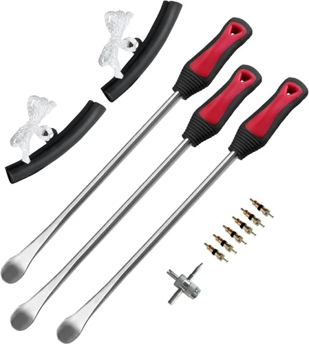 Vista 5 de ROTATION Palanca de neumáticos, herramienta de acero extra larga de 14.5 pulgadas para bicicleta, motocicleta, cortacésped, herramienta