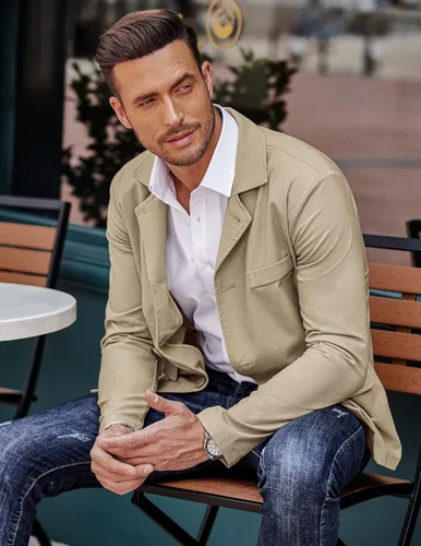 Vista 3 de COOFANDY Men's Linen Cotton Casual Suits Blazer Jackets Lightweight Sports Coats