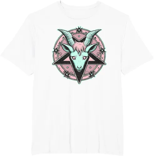Vista 55 de Camiseta Kawaii Paste Creepy Goat Pentacle, Negro