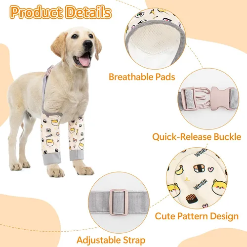Vista 3 de Protector de codo de perro para callos, coderas de perro ajustable para evitar lamer las articulaciones, transpirable para perros pequeños, medianos