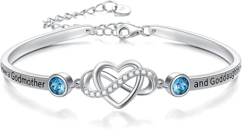 Vista 9 de AOBOCO Pulsera de corazón infinito ajustable de plata de ley 925 para hermana, mejor amiga, hija, mamá, abuela, nieta, nuera, madrina, ahijada