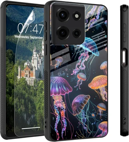 Vista 25 de Funda para Motorola Moto Edge 2022, cubierta trasera de vidrio templado con protector de pantalla, protección a prueba de golpes para Motorola Moto