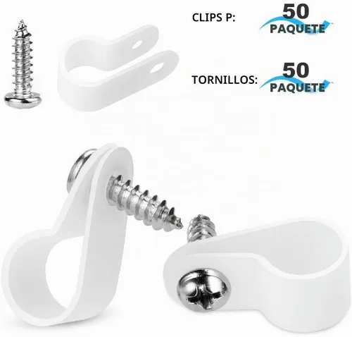 Vista 7 de LOKMAN Paquete de 50 clips de montaje estilo P de 1/2 pulgada con cabeza plana de acero inoxidable compatible con tornillos Phillips blancos
