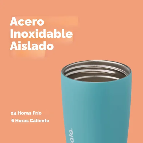 Vista 4 de Owala SmoothSip Slider - Vaso de café aislado de acero inoxidable, reutilizable, taza de café helado, taza de viaje para café caliente, sin BPA, 12
