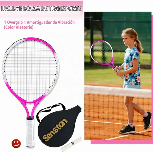 Vista 2 de Senston Kids Tennis Racket Set (17 & 23 Inch) - 1 Pack Junior Tennis Racquet, Lightweight Aluminum Frame, Includes Cover