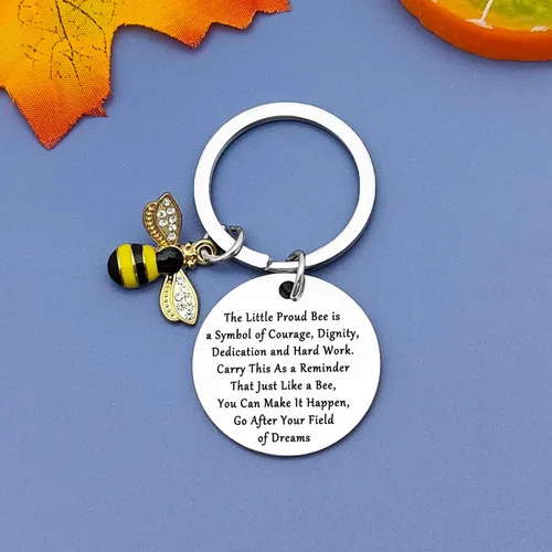 Vista 2 de Regalos de abejorros de abejorros, llavero de animales, regalo inspirador de abeja, joyería de abeja de insecto, regalos de apicultor, regalos
