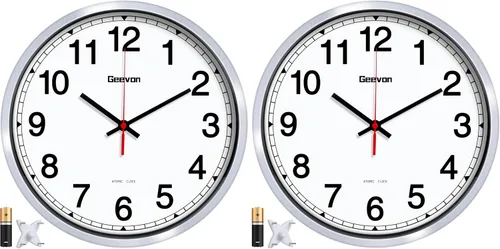 Vista 12 de Geevon Reloj de pared atómico de 16 pulgadas, reloj analógico autoajustable con sincronización automática de tiempo, funciona