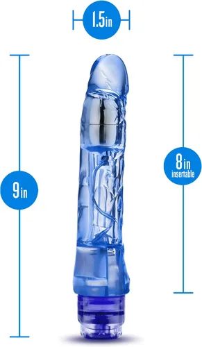 Vista 3 de Blush Naturally Yours Mambo Vibe - Consolador vibrador curvo de 9 pulgadas, realista, suave pero firme, juego de punto dulce vaginal, polla Azul