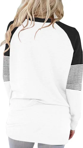 Vista 4 de ONLYSHE - Sudadera para mujer, cuello redondo, casual, holgada camiseta manga larga