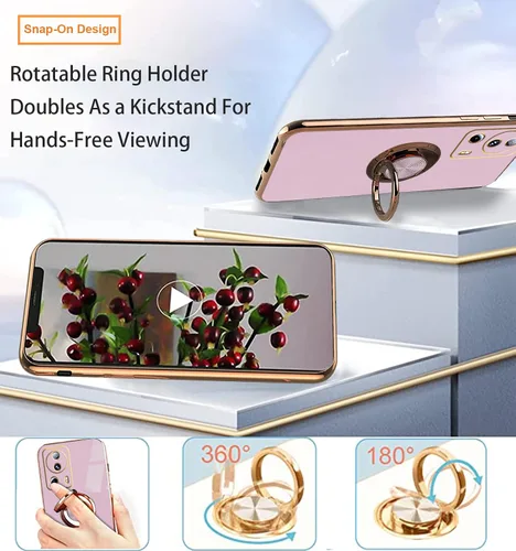 Vista 7 de Compatible con Xiaomi 13 Lite Case Ring Holder Magnet Green, para Xiaomi 13 Lite Funda de teléfono de silicona a prueba de golpes Placa de lujo Slim