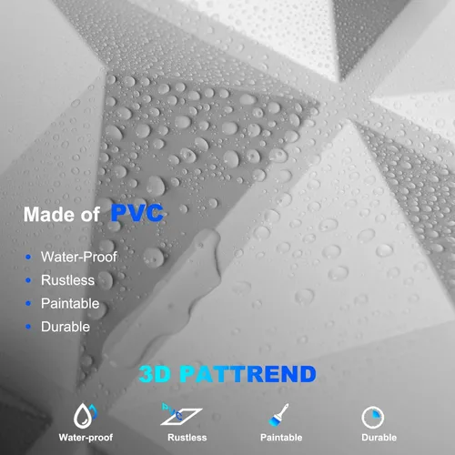 Vista 3 de Art3dwallpanels Paquete de 20 paneles de pared 3D para decoración de pared interior, 12 x 12 pulgadas, paneles de diamante blanco para sala