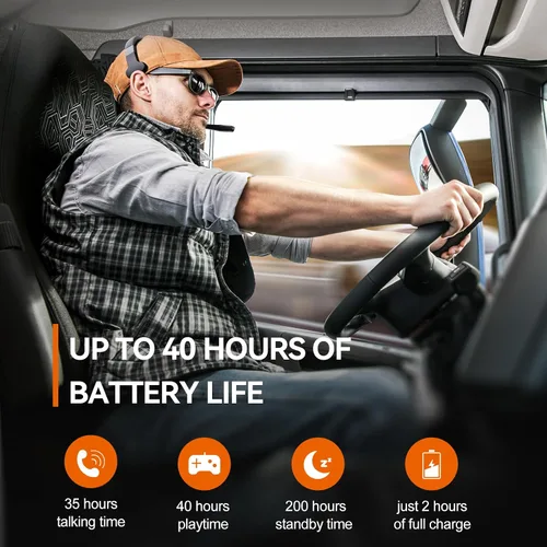 Vista 7 de TECKNET Auriculares Bluetooth para Camioneros, Auriculares Inalámbricos de Una y Dos Orejas con Micrófono para Trabajo con Cancelación de Ruido, 50