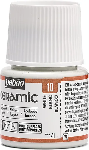 Vista 10 de Pebeo 025-010 Pintura de cerámica efecto esmalte, botella de 1.5 fl oz, color blanco, 1.5 fl oz (paquete de 1)