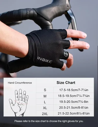 Vista 6 de INBIKE Guantes de ciclismo Guantes de ciclismo que absorben los golpes, transpirables, antideslizantes, sin dedos, para hombres y mujeres