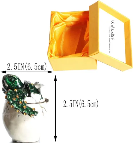 Vista 2 de Waltz&F Figuras coleccionables de tortuga que incuban la tortuga bebé de un huevo, caja de joyería de metal para incubar huevos