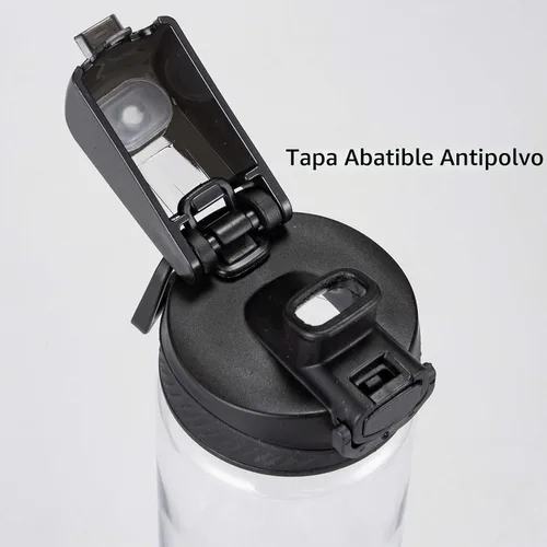 Vista 2 de SUNNOW Paquete de 6 botellas de agua transparentes a granel, botellas de agua de plástico reutilizables de 24 onzas con tapa y asa para beber, a