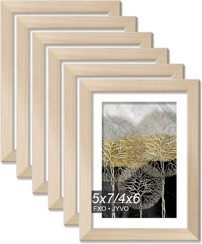 Vista 161 de Fxojyvo Marco de Fotos de 4x6, Muestra Foto de 3.5x5 con Paspartú o 4 x 6 Sin Paspartú, Liviano y de Alta Transparencia Marco de 4 por 6 para Pared