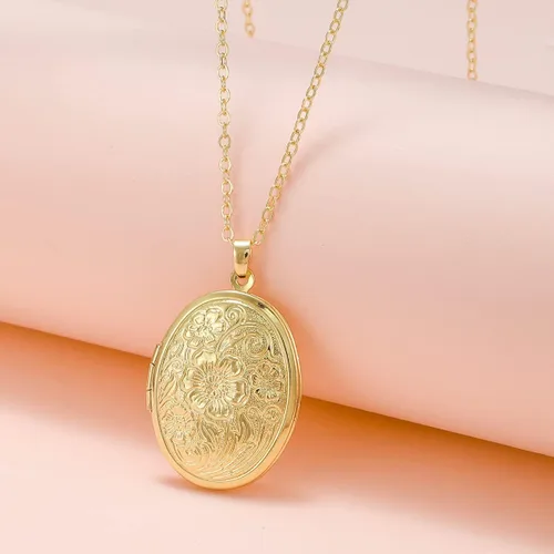 Vista 3 de YALLNASL Collar de regalo conmemorativo para la pérdida de la madre y el padre, collares con medallón de flores, collar para mujeres y niñas